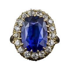 Antique 7.68 Carat Sapphire and Diamond Ring Antique 7.68 Carat Sapphire and Diamond Ring