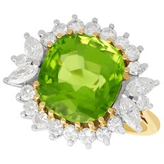 Antiker antiker 7,80 Karat Peridot Diamant Gold Cluster-Ring