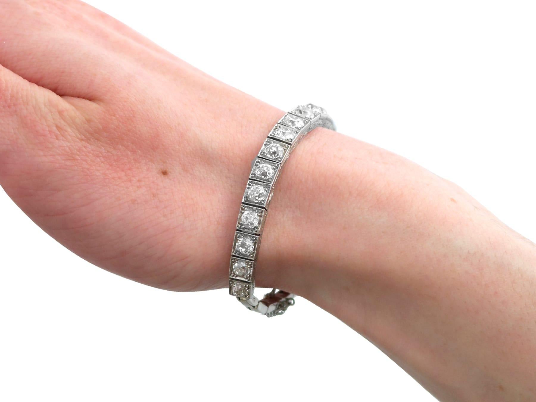 Antique 7.85Ct Diamond and 18k White Gold Bracelet Circa 1915 For Sale 7