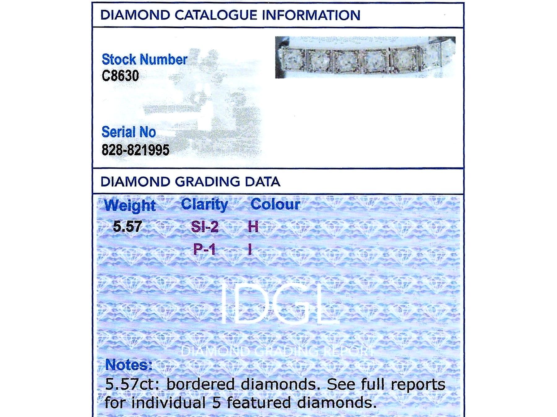 Antique 7.85Ct Diamond and 18k White Gold Bracelet Circa 1915 For Sale 9