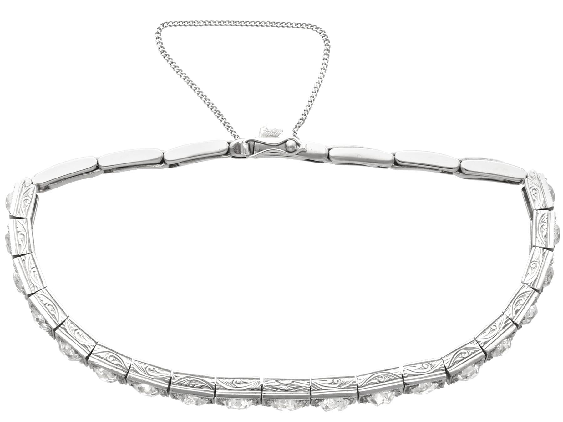Antique 7.85Ct Diamond and 18k White Gold Bracelet Circa 1915 In Excellent Condition For Sale In Jesmond, Newcastle Upon Tyne