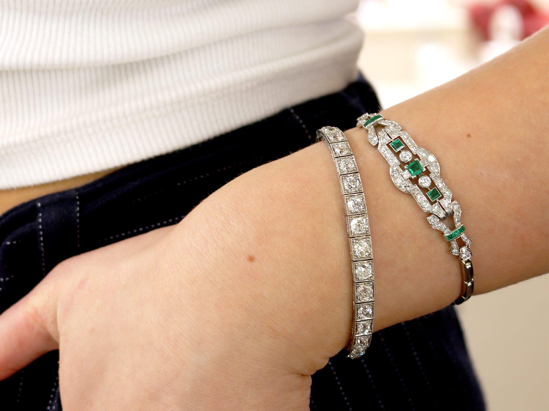 Old European Cut Antique 7.85Ct Diamond and 18k White Gold Bracelet Circa 1915 For Sale