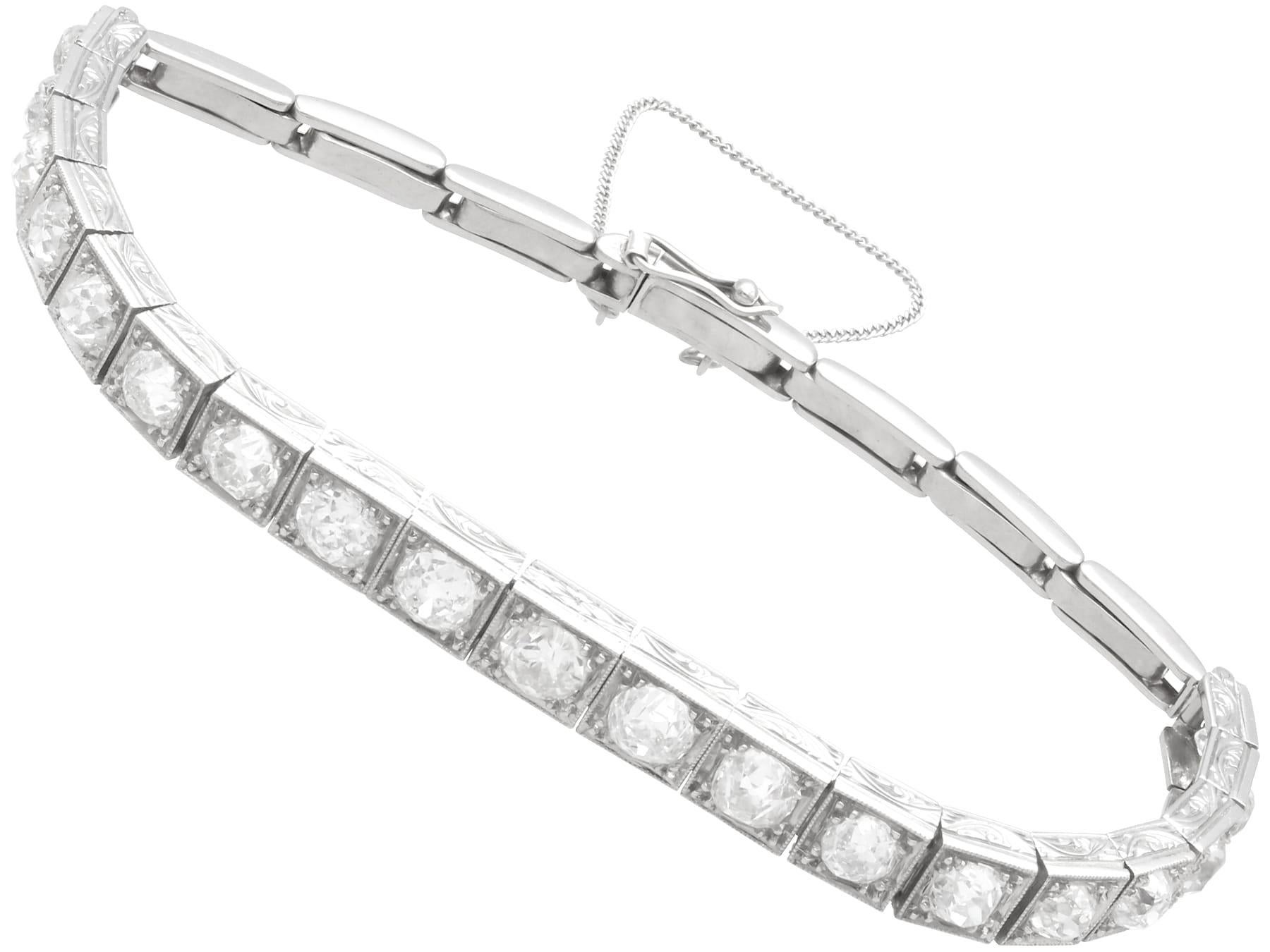 Antique 7.85Ct Diamond and 18k White Gold Bracelet Circa 1915 For Sale 1