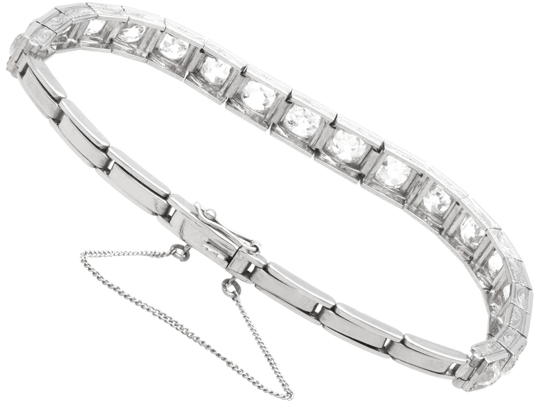 Antique 7.85Ct Diamond and 18k White Gold Bracelet Circa 1915 For Sale 2