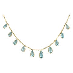 Antique 7.89 Carat Aquamarine and Yellow Gold Necklace, circa 1900