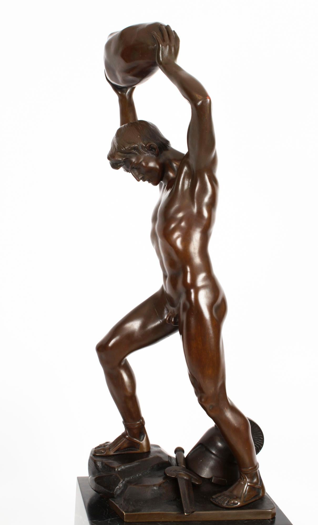German Antique Art Deco Bronze Greek Warrior Otto Schmidt-Hofer, 1920s