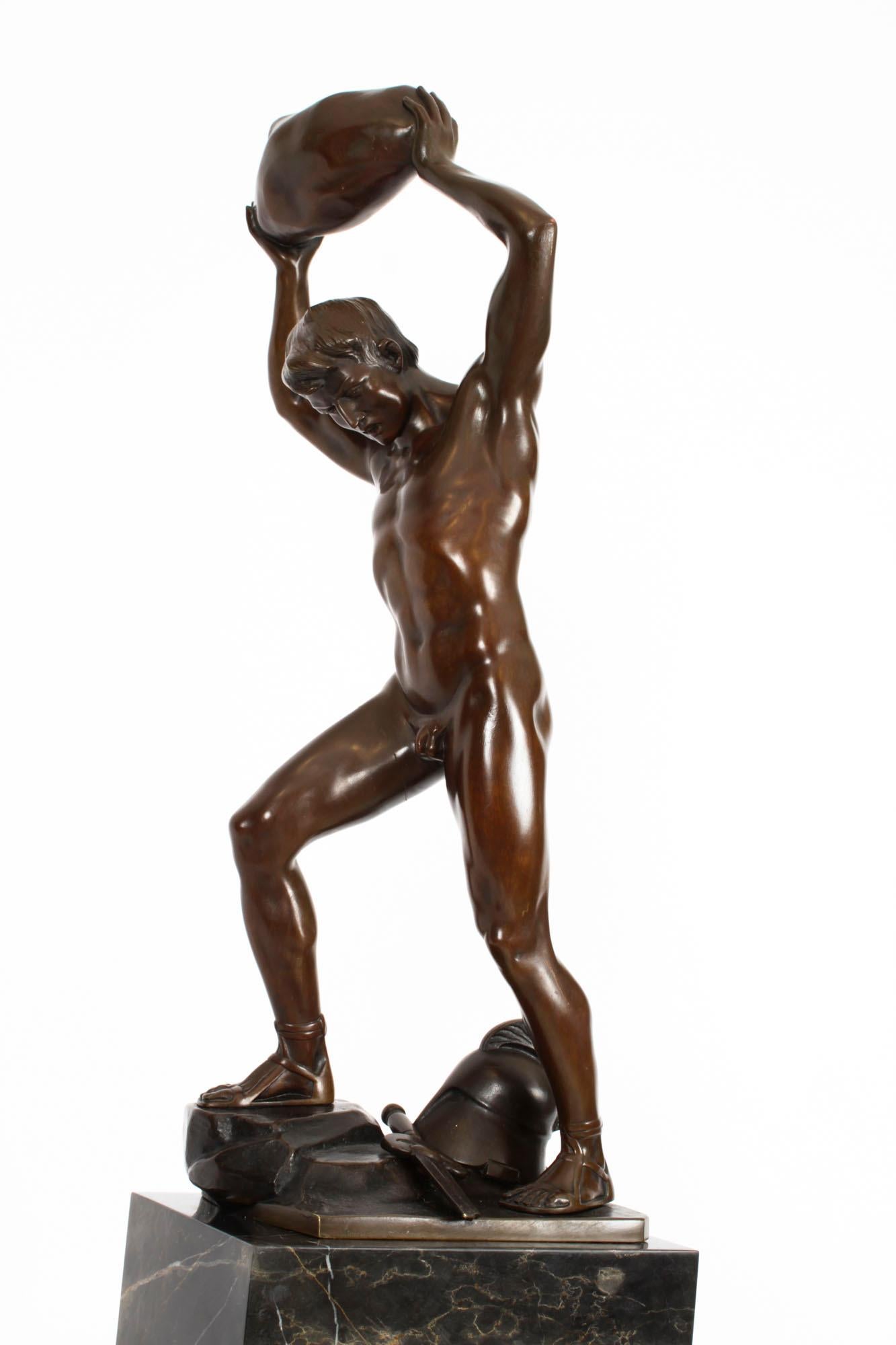 Early 20th Century Antique Art Deco Bronze Greek Warrior Otto Schmidt-Hofer, 1920s
