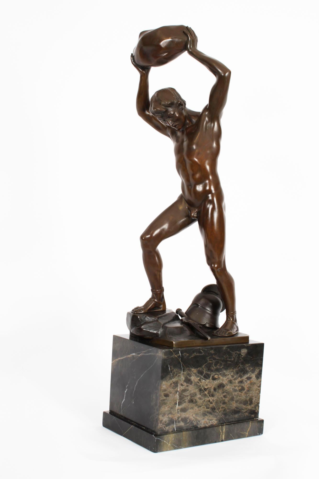 Antique Art Deco Bronze Greek Warrior Otto Schmidt-Hofer, 1920s 3