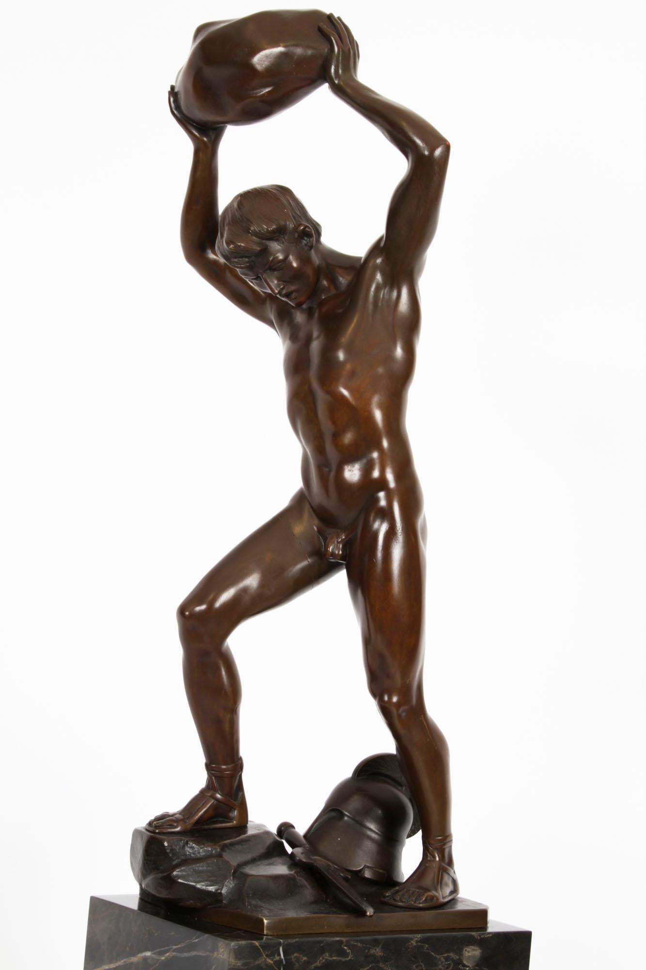 Antique Art Deco Bronze Greek Warrior Otto Schmidt-Hofer, 1920s 4