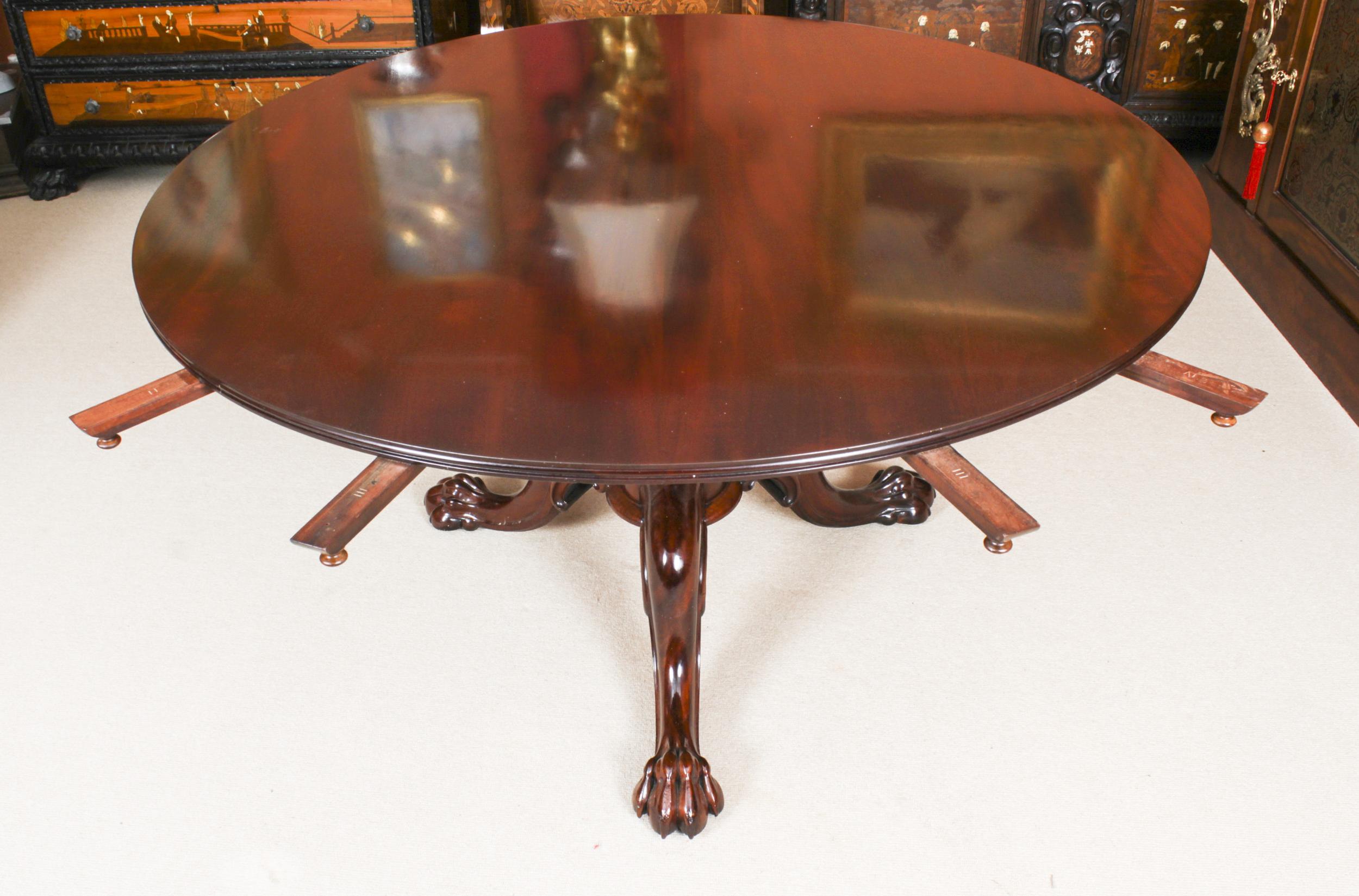 Mid-19th Century Antique Gillows Dining Table 19th C & 8 Bar Back Chairs 20thc