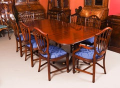 Antique 7ft George III Regency Period Twin Pillar Dining Table 19th Century