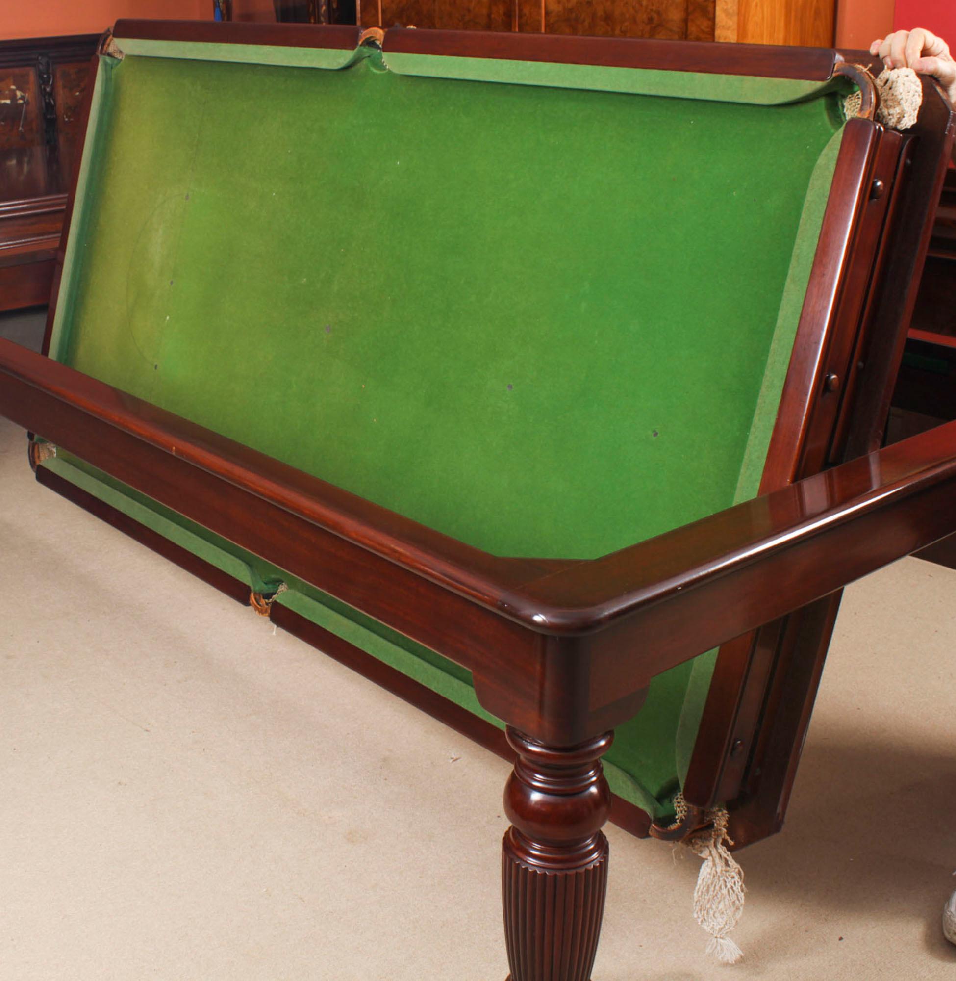 Antique 7ft Victorian Rollover Snooker / Dining Table and Chairs 19th Century 6