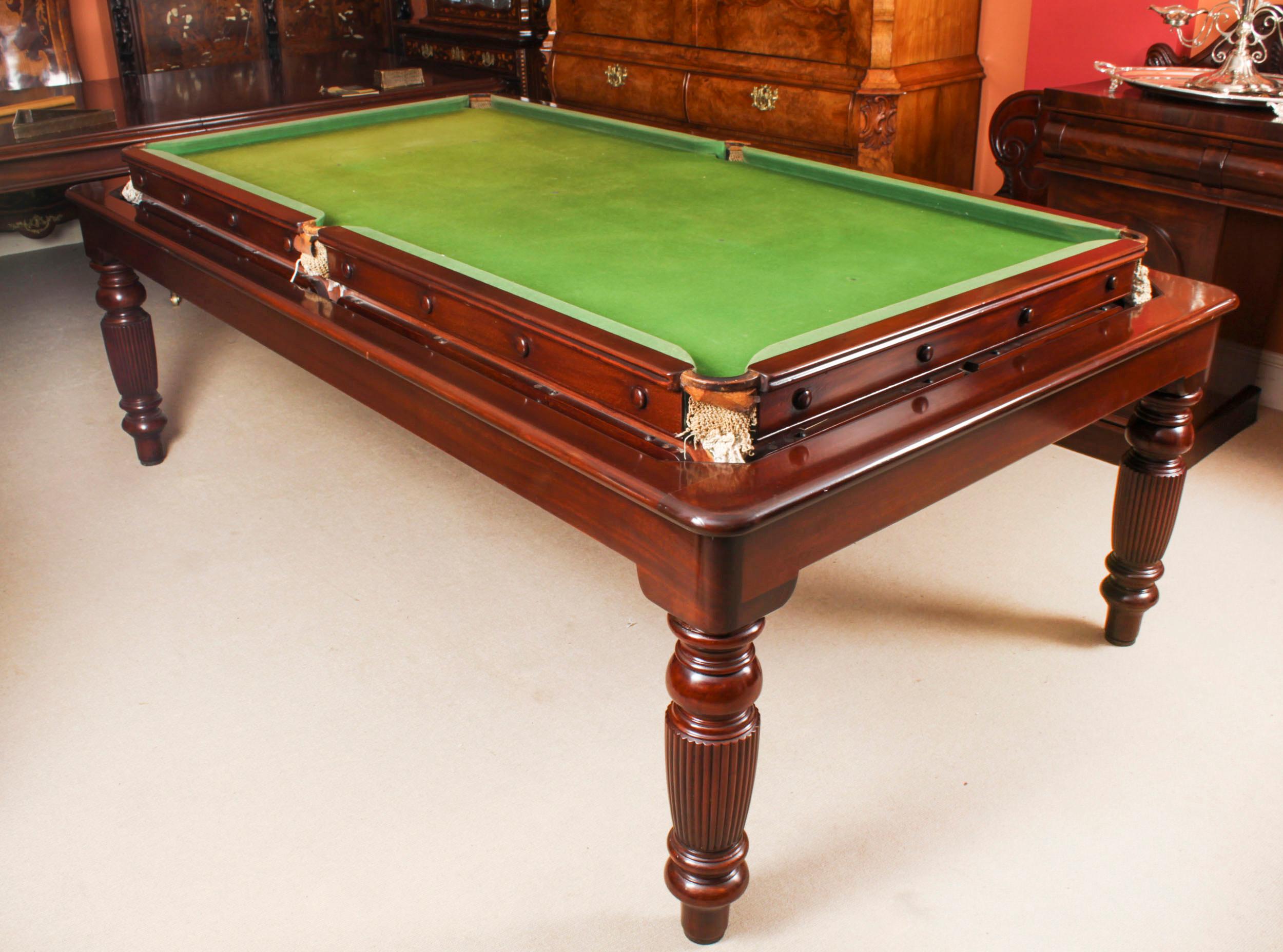 Antique 7ft Victorian Rollover Snooker / Dining Table and Chairs 19th Century 4