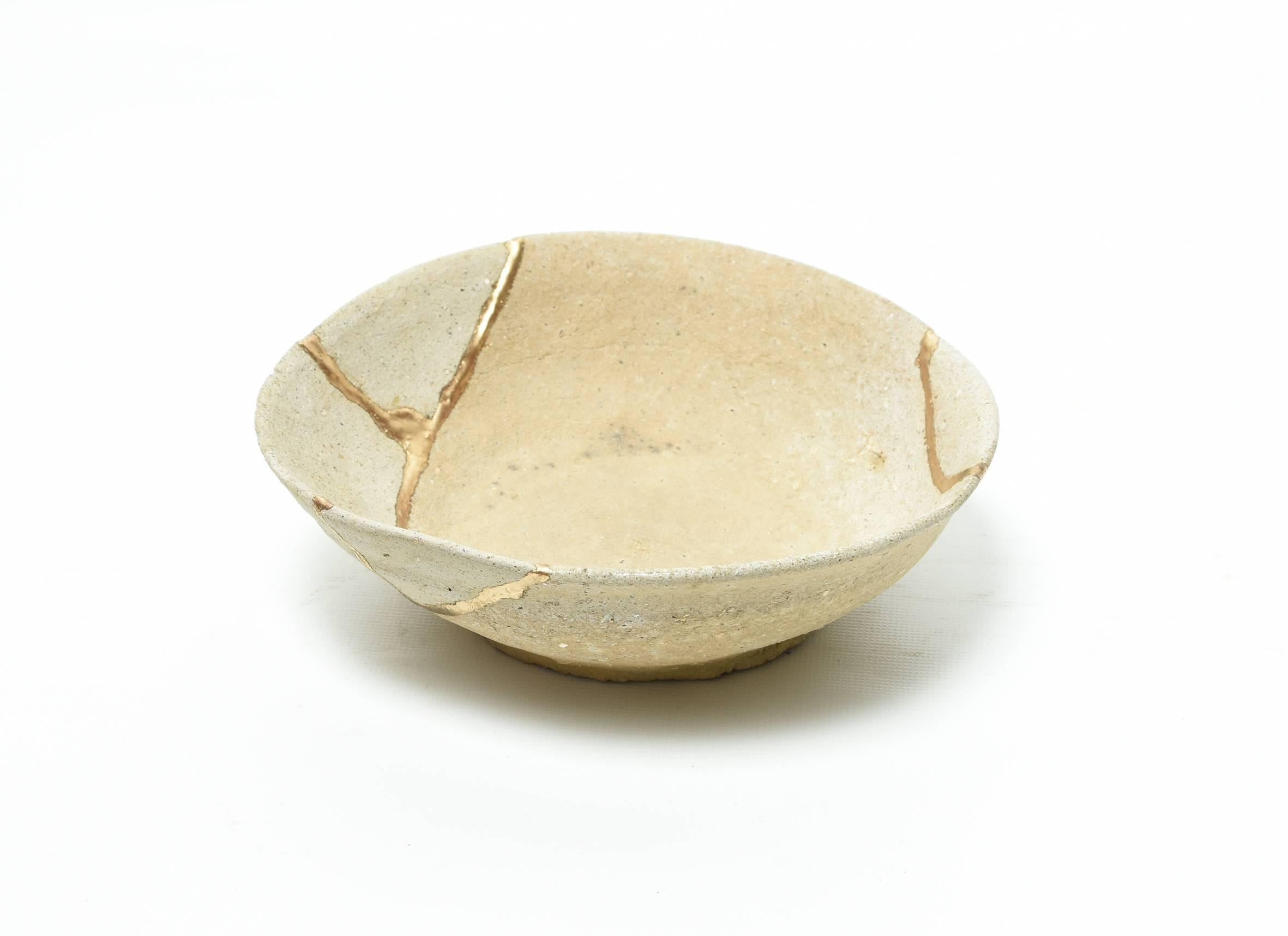 18th Century and Earlier Antique 7th Century Japanese Kintsugi Repaired Pottery Bowl