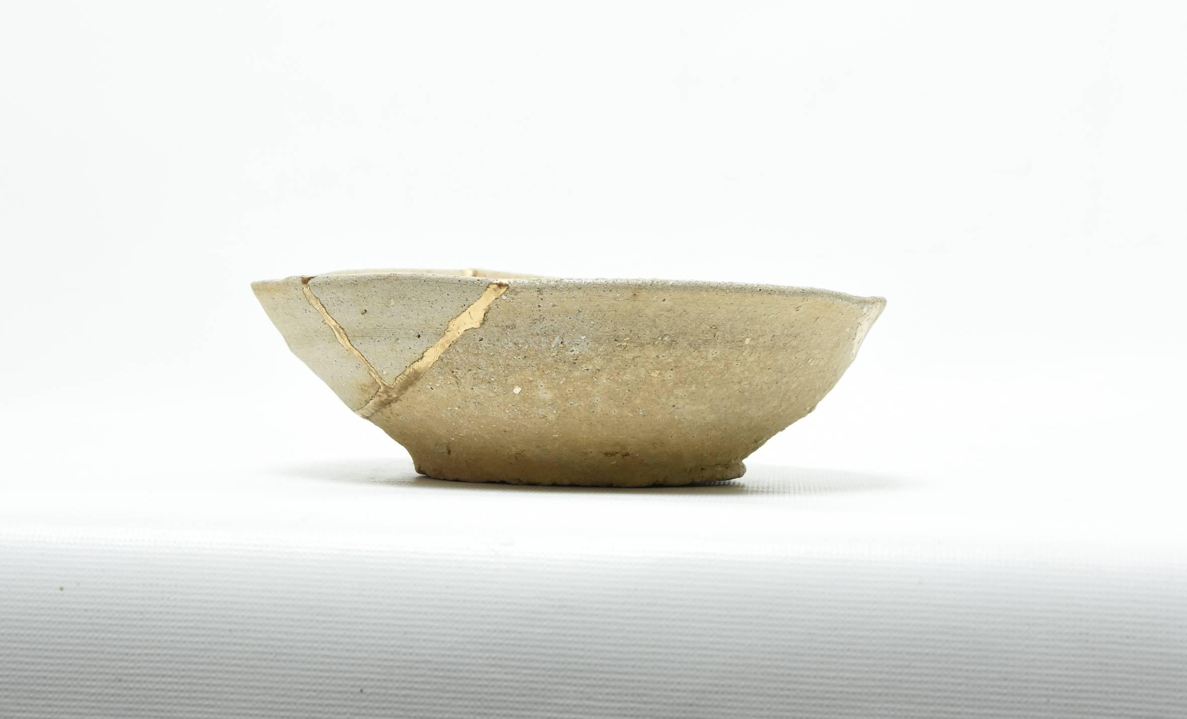 Antique 7th Century Japanese Kintsugi Repaired Pottery Bowl 1