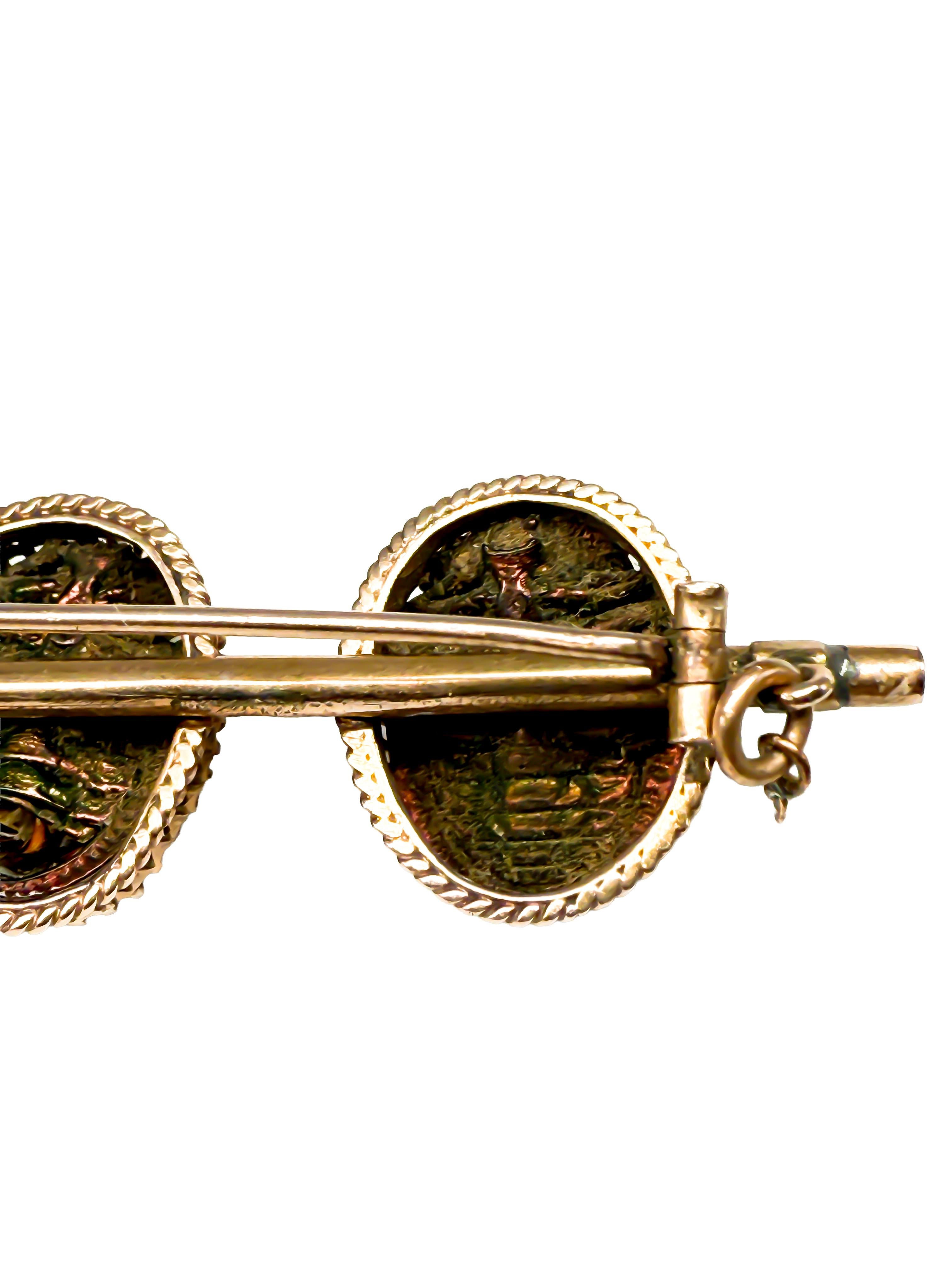 Spilla antica in oro 8-10K con scarabeo In condizioni buone in vendita a Berlin, DE