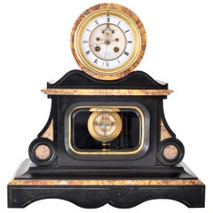 Antique 8-Day Marble and Slate Mantel Clock by Henri Marc of Paris, circa 1870