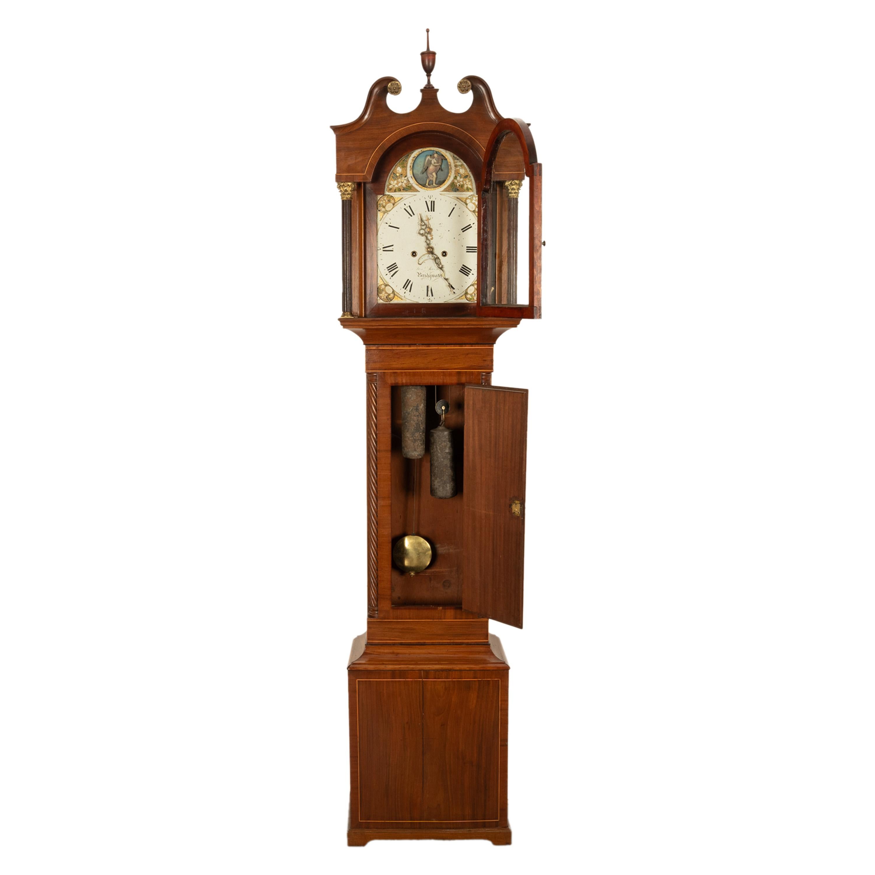 Antique 8 Day Tall Case Grandfather Clock Automaton Andrew Rich Bridgewater 1820 In Good Condition For Sale In Portland, OR