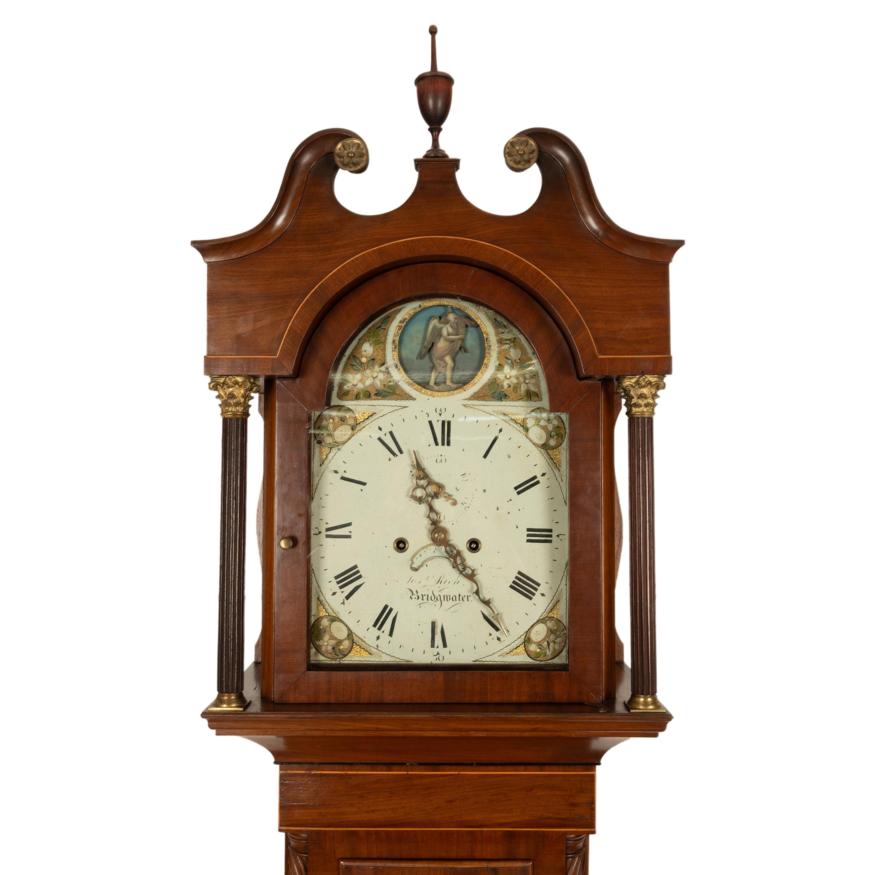 Early 19th Century Antique 8 Day Tall Case Grandfather Clock Automaton Andrew Rich Bridgewater 1820 For Sale