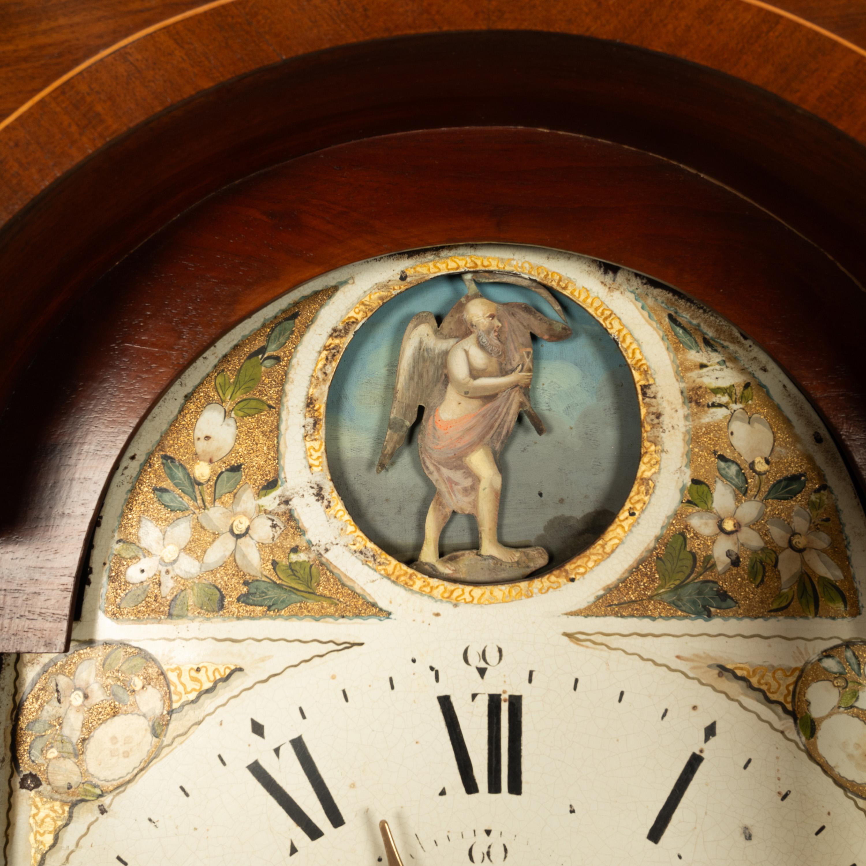 Antique 8 Day Tall Case Grandfather Clock Automaton Andrew Rich Bridgewater 1820 For Sale 1