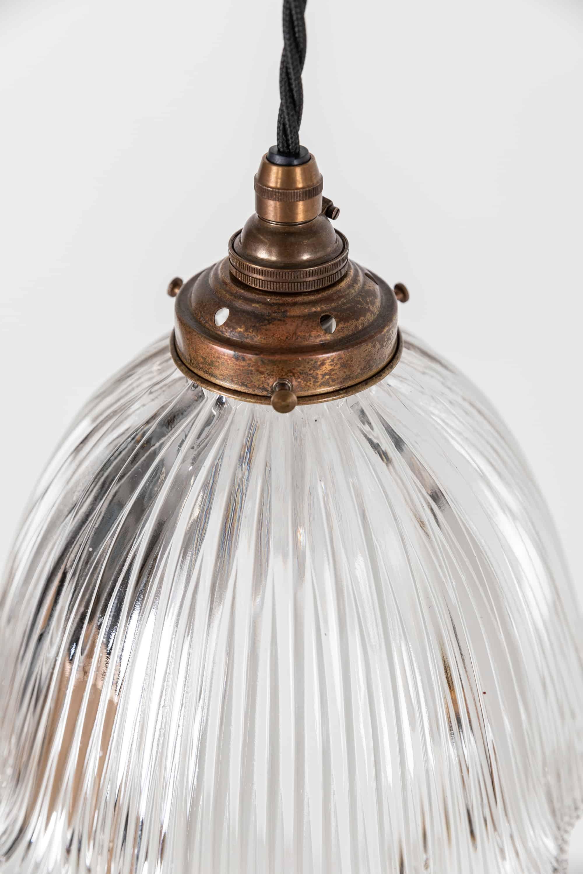 Early 20th Century Antique Holophane 'Stiletto Prism' Prismatic Glass Light Pendant, circa 1920
