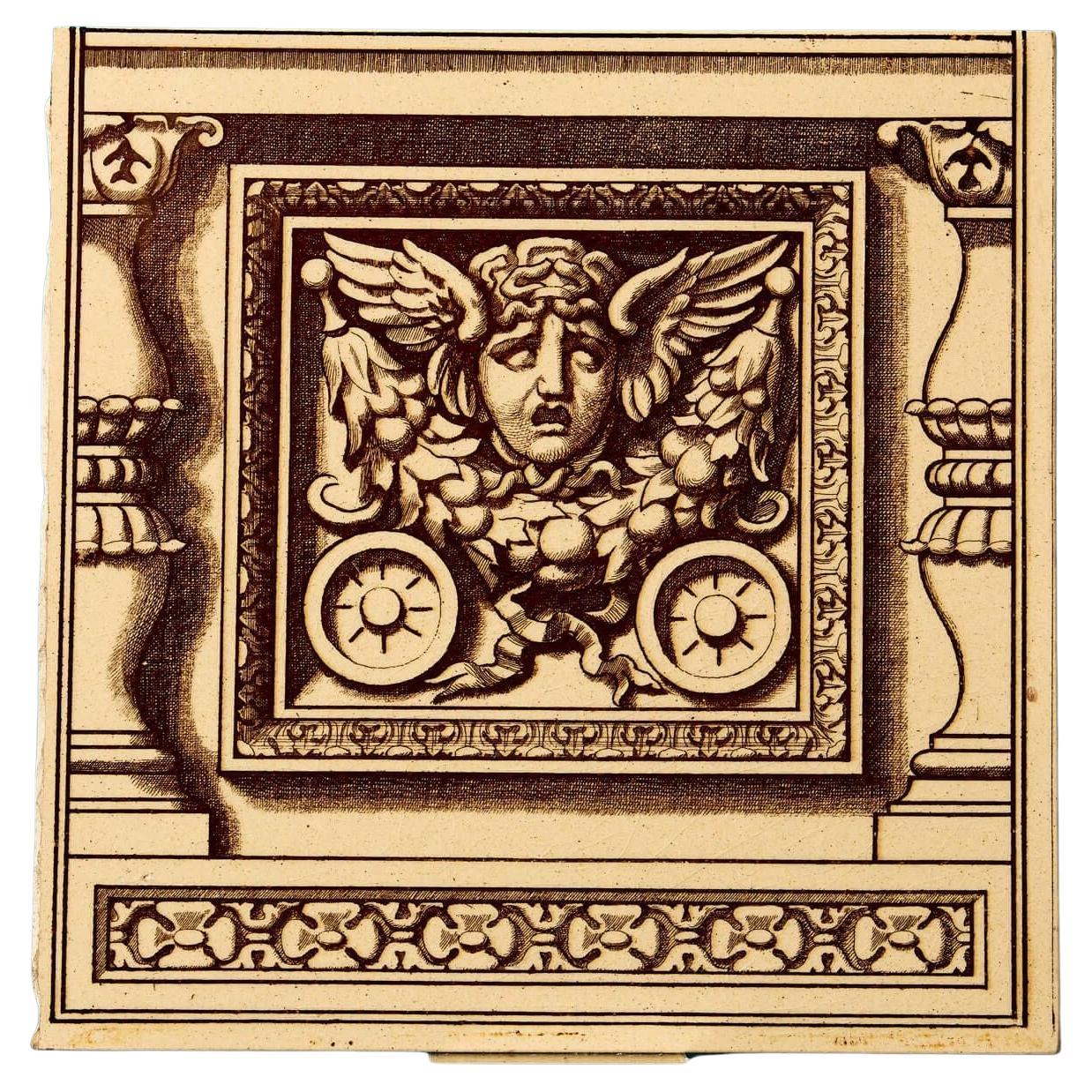 Antike 8-Zoll-Deko-Kachel im neoklassischen Stil von Minton