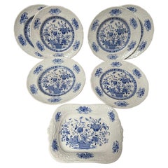 Antico set di stoviglie a 8 pezzi di J. Ridgway, cineserie blu-bianca, 1820 Antico set di stoviglie a 8 pezzi di J. Ridgway, cineserie blu-bianca, 1820