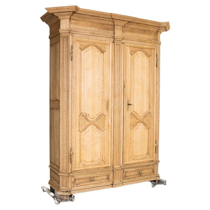 Antique Bleached Oak Armoire from France