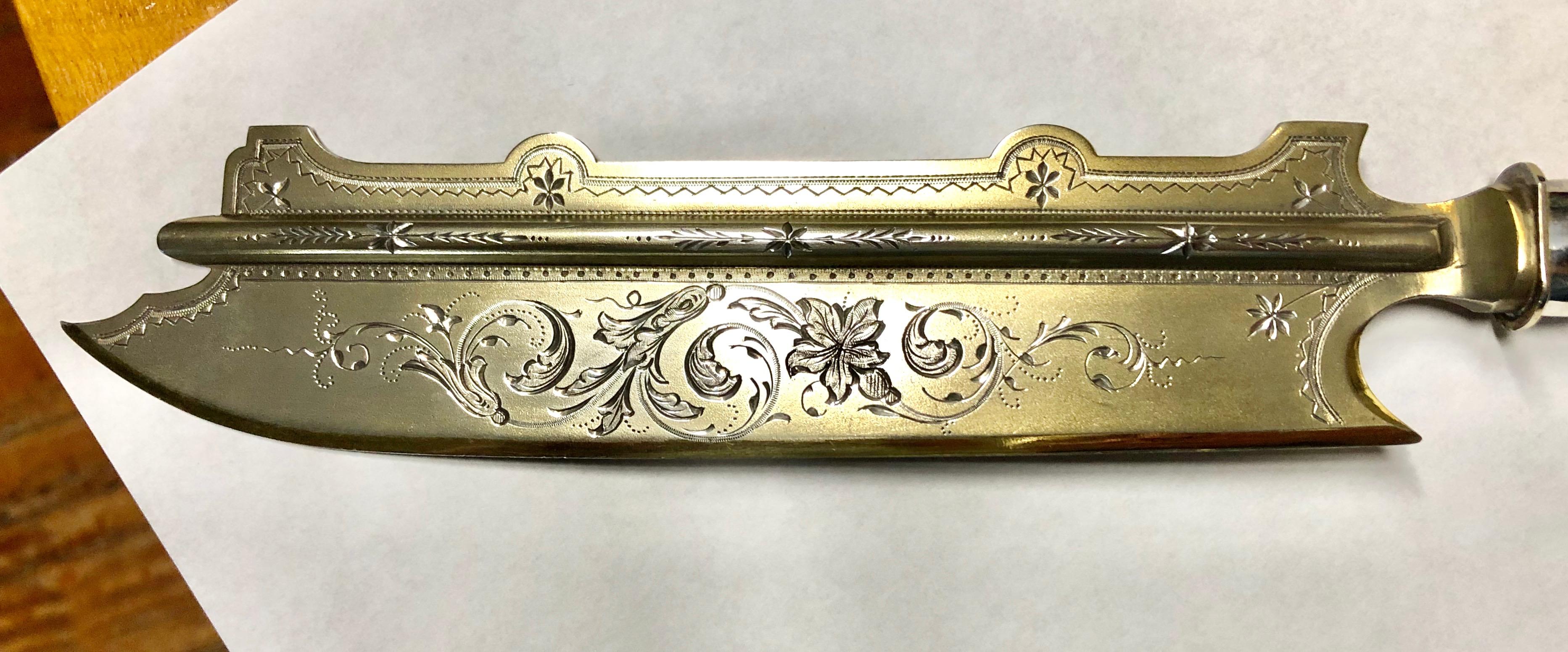 German .800 Fine Silver Vermeil European Hand Engraved Ice Cream or Dessert Slice For Sale