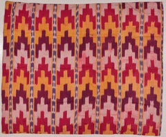 Rare Antique Silk Ikat from Uzbekistan, Dubbled with Other Silk Ikat