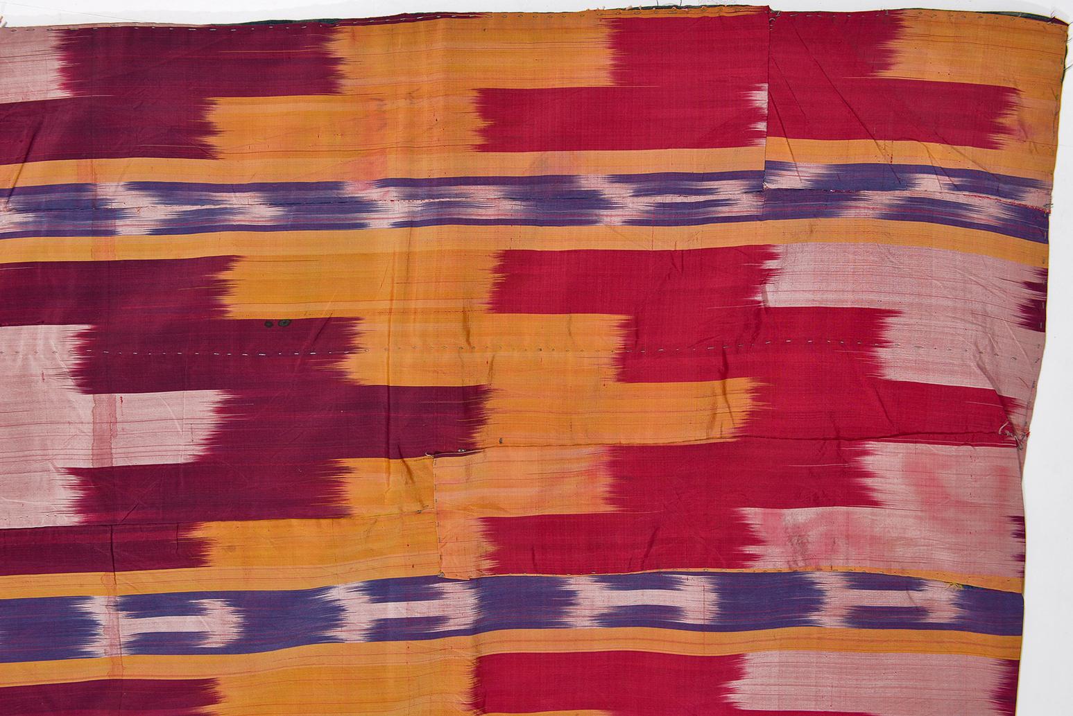 Rare Antique Silk Ikat Fergana, Dubbed with Other Silk Ikat For Sale 1