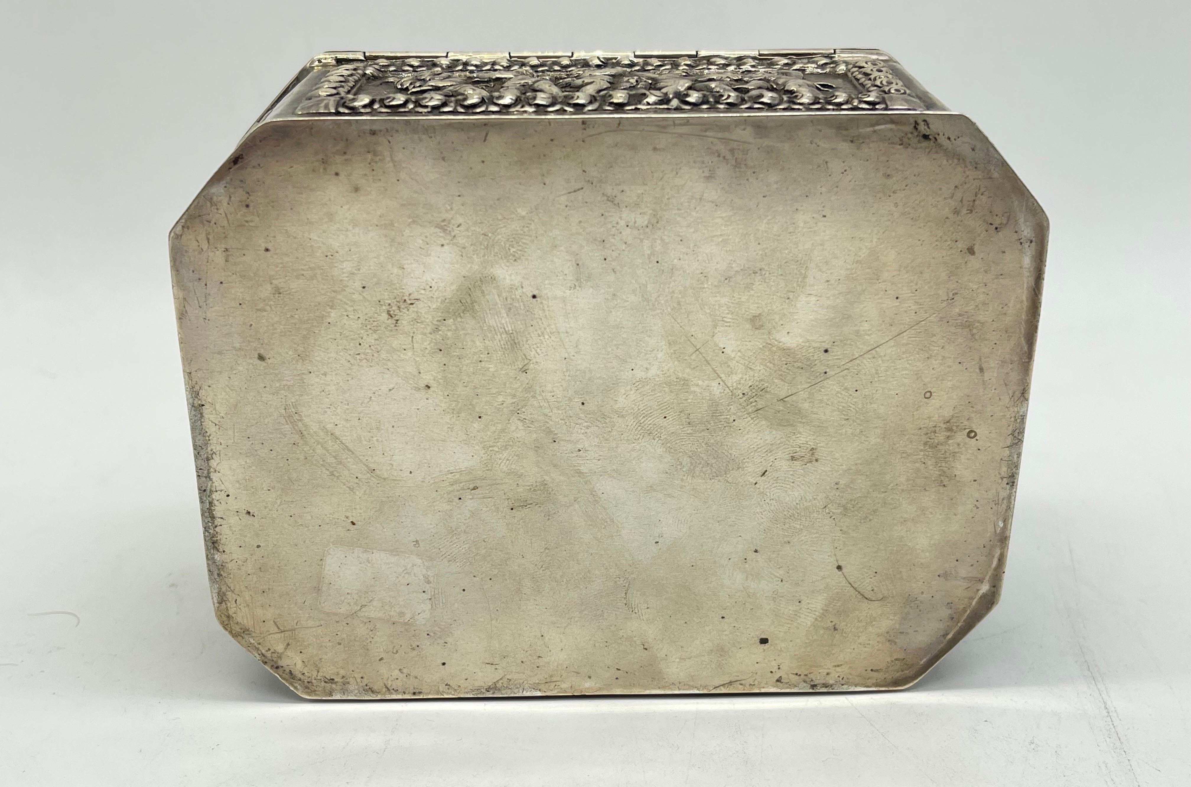 Antique 800 Silver Bonboniere Sugar- Lidded box Christoph Widmann Germany gilded For Sale 11