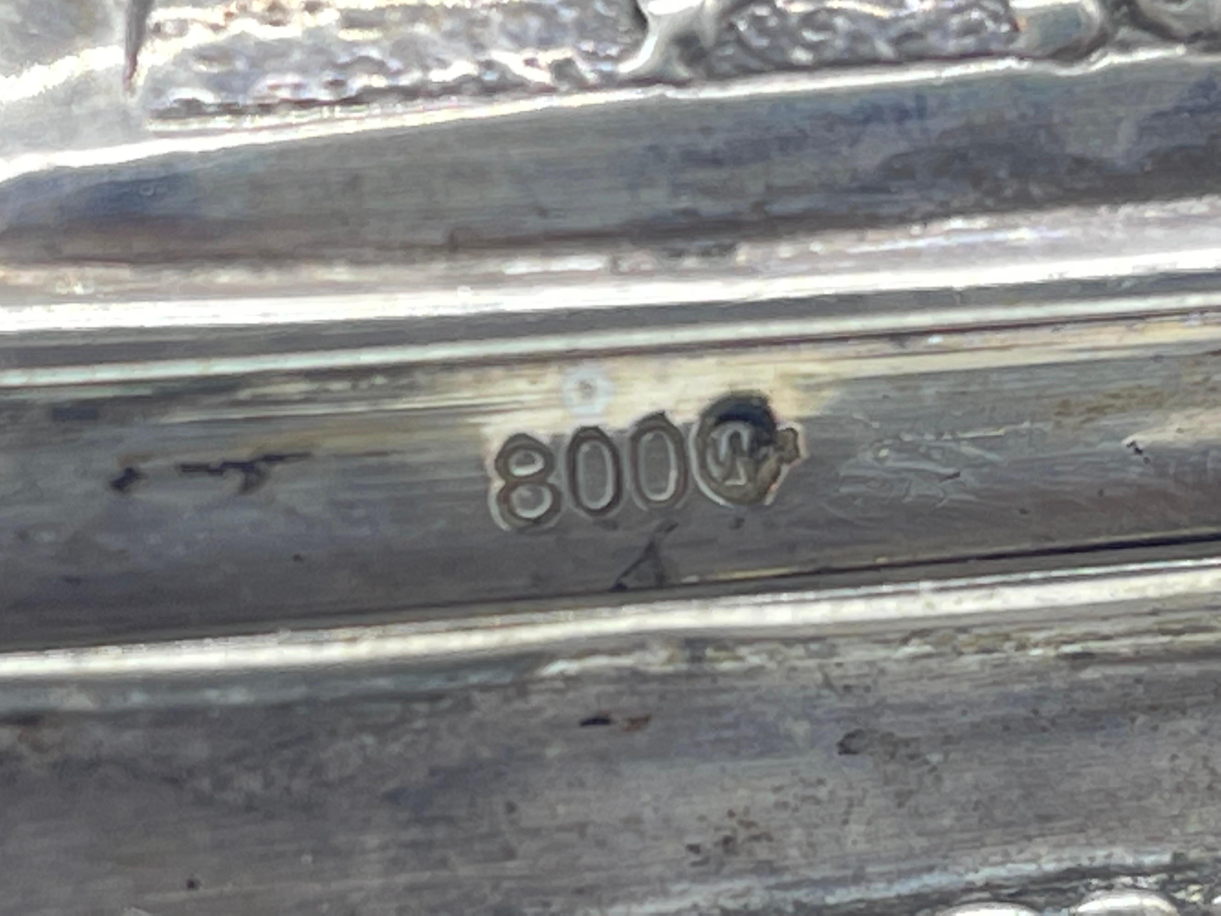 Antique 800 Silver Bonboniere Sugar- Lidded box Christoph Widmann Germany gilded For Sale 13