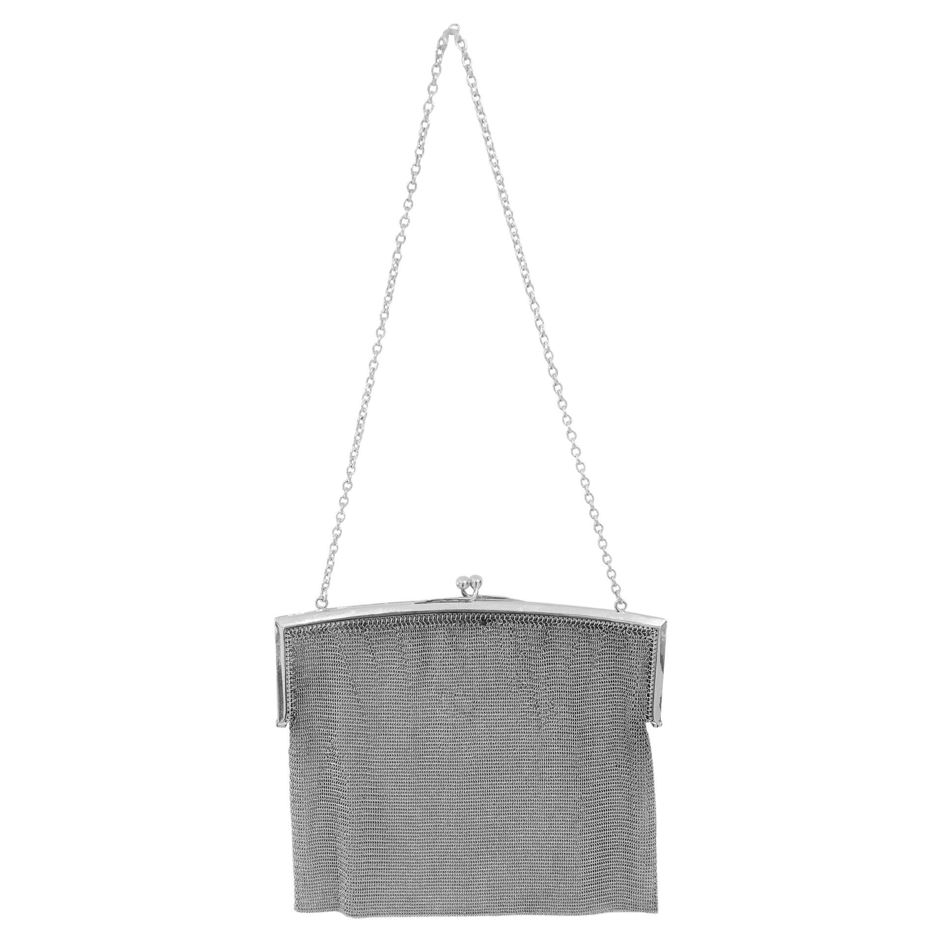 Antique 800 Silver Metal Chain Mesh Purse