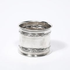 Antique 800 Silver Napkin Ring with Border Detailing & Antique Hallmarks