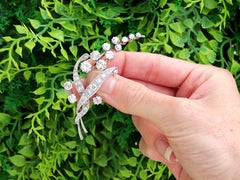 Antique 8.12 Carat Diamond and 18k White Gold Floral Spray Brooch Circa 1930