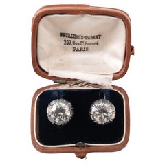 Pendientes antiguos de diamantes de 8,20 ct con corte europeo antiguo, década de 1890