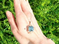 Antique 8.50 Carat Aquamarine and Pearl 12k Yellow Gold Pendant Circa 1930