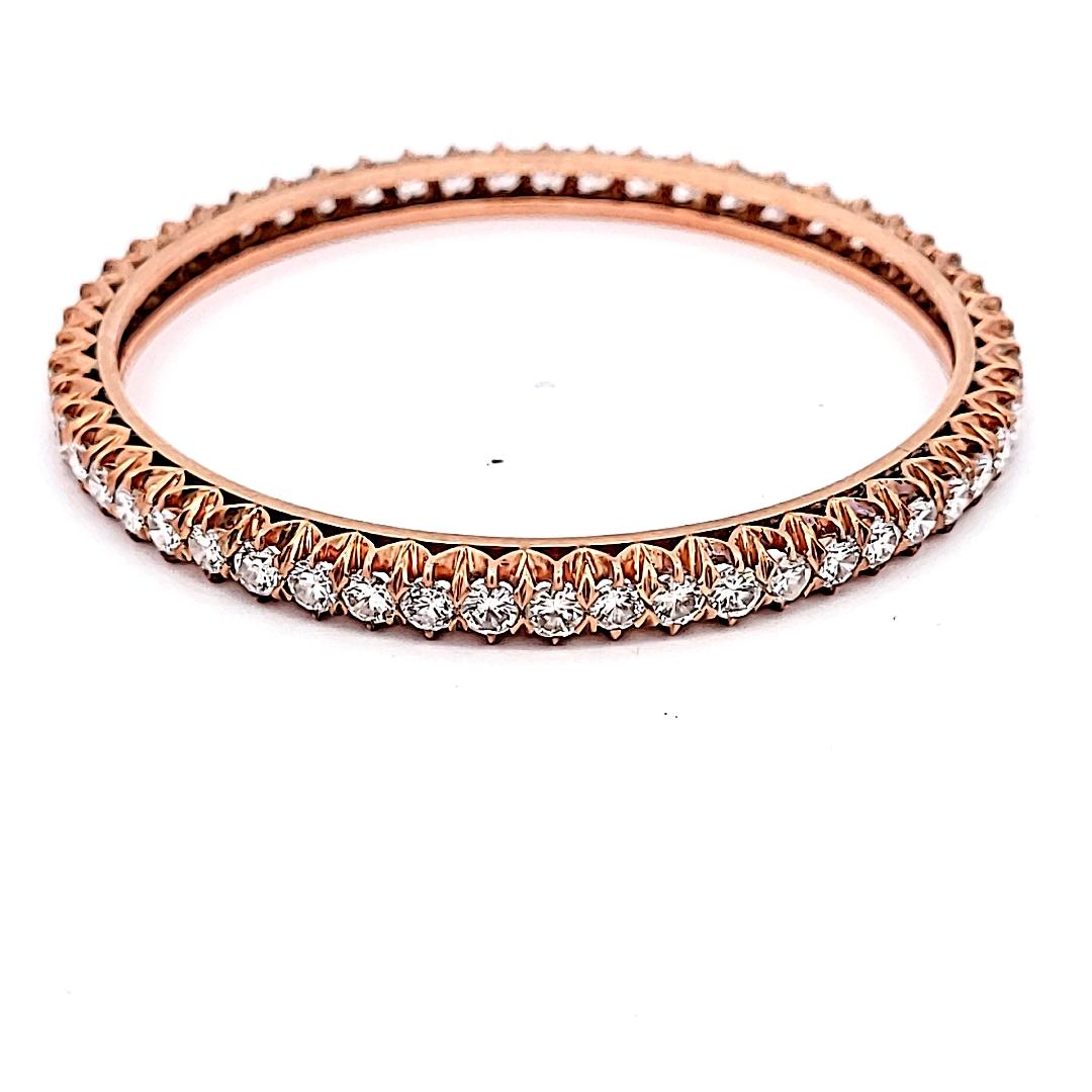Antico bracciale in oro rosa con diamanti tondi brillanti F SI1 da 8,50 carati in vendita 2