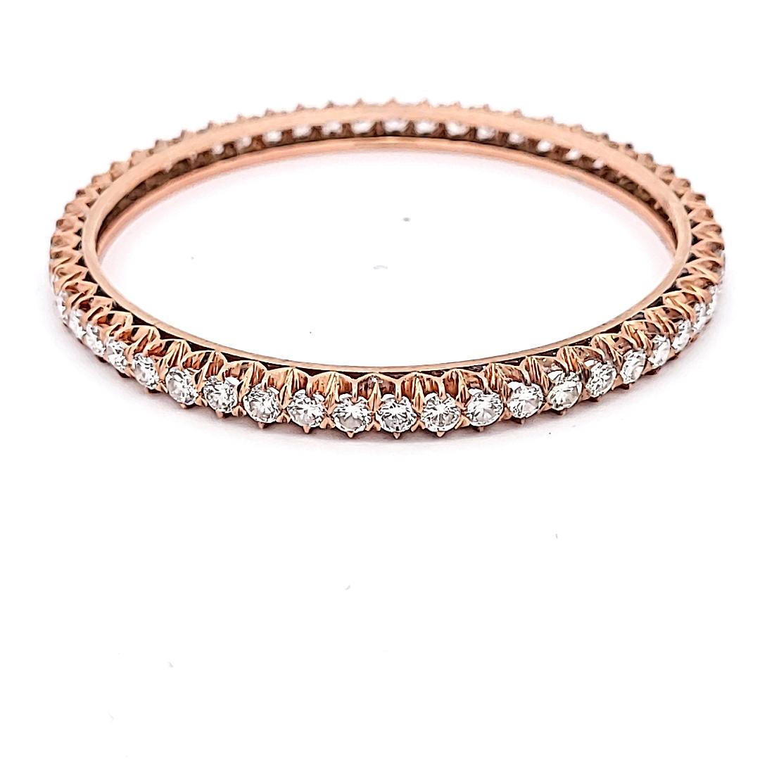 Antico bracciale in oro rosa con diamanti tondi brillanti F SI1 da 8,50 carati in vendita 4