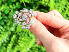 Antique 8.58 Carat Diamond and 12k Yellow Gold Sheath Swirl Brooch Circa 1880