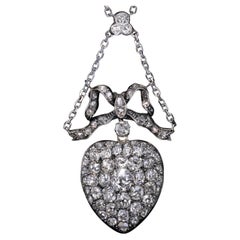 Antique 8.60 Ct Old Cut Diamond Heart Necklace