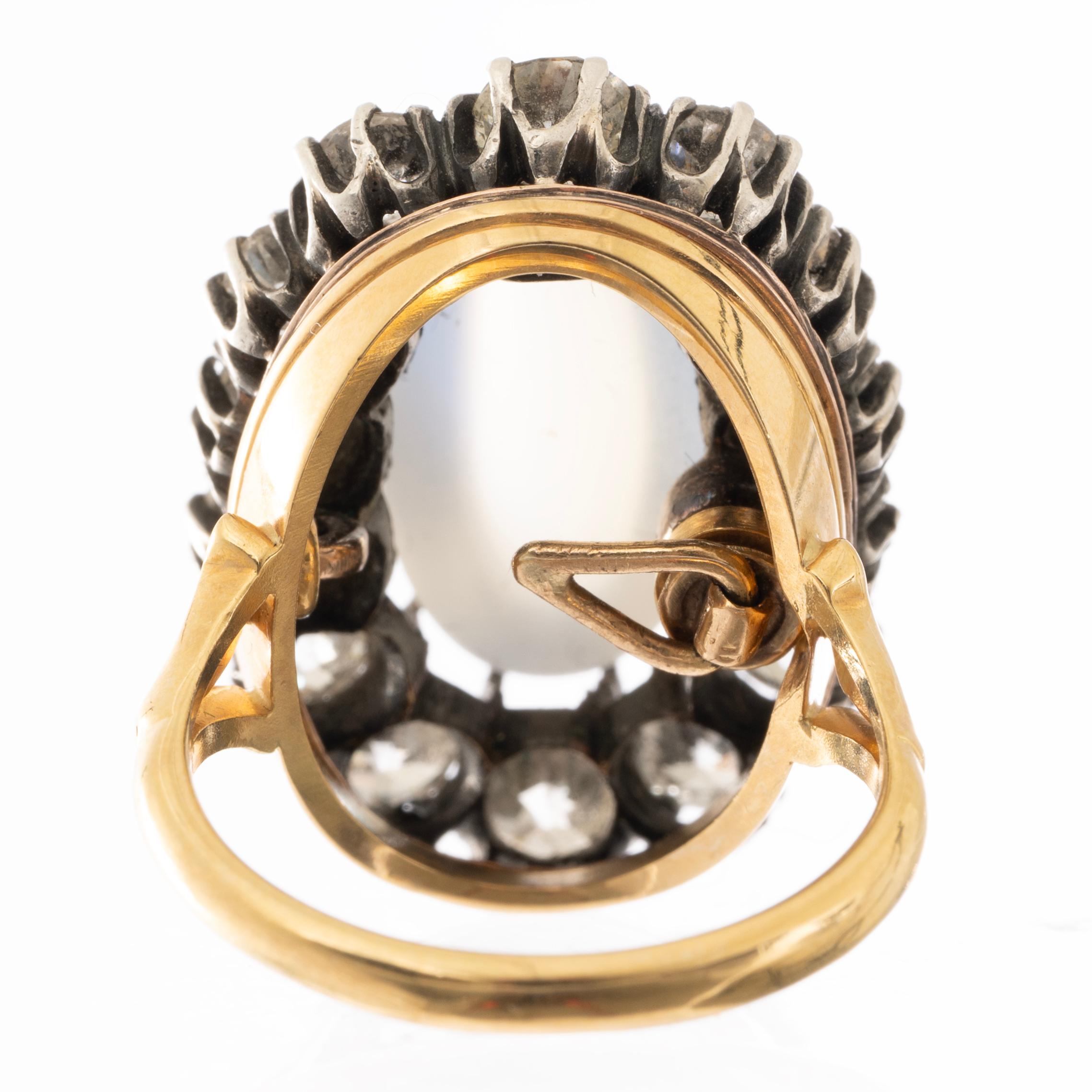 Antique 8.83ct Moonstone 3.50cttw Old European Cut Diamond Ring/Bracelet Combo For Sale 3
