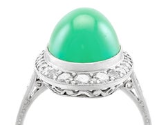 Antique 8.96 Carat Turquoise and 1.36 Carat Diamond Platinum Cocktail Ring