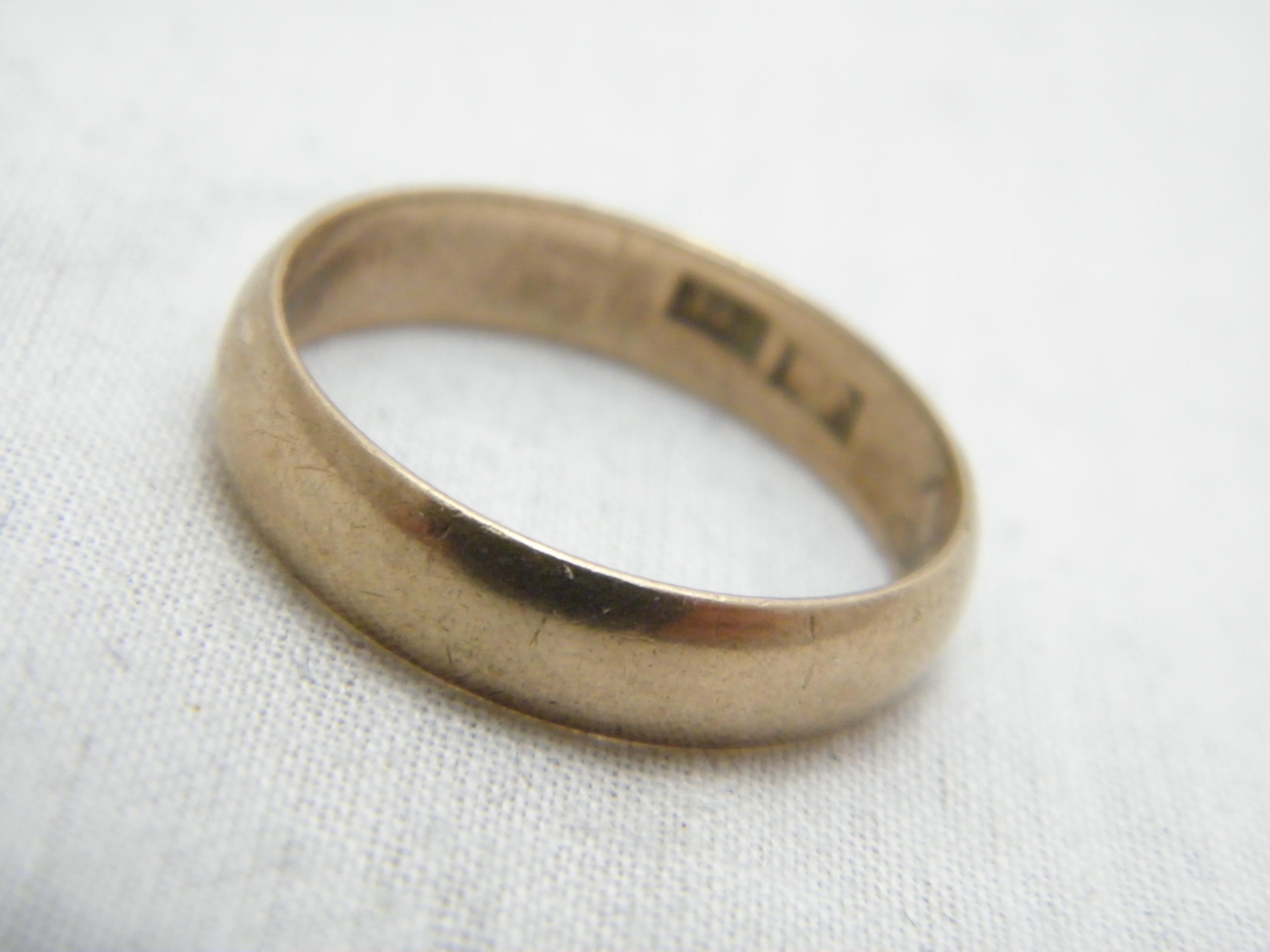 Antique 8ct Rose Gold 5mm Wedding Band Ring Art Deco c1920 U1/2 10.5 333 Purity For Sale 1