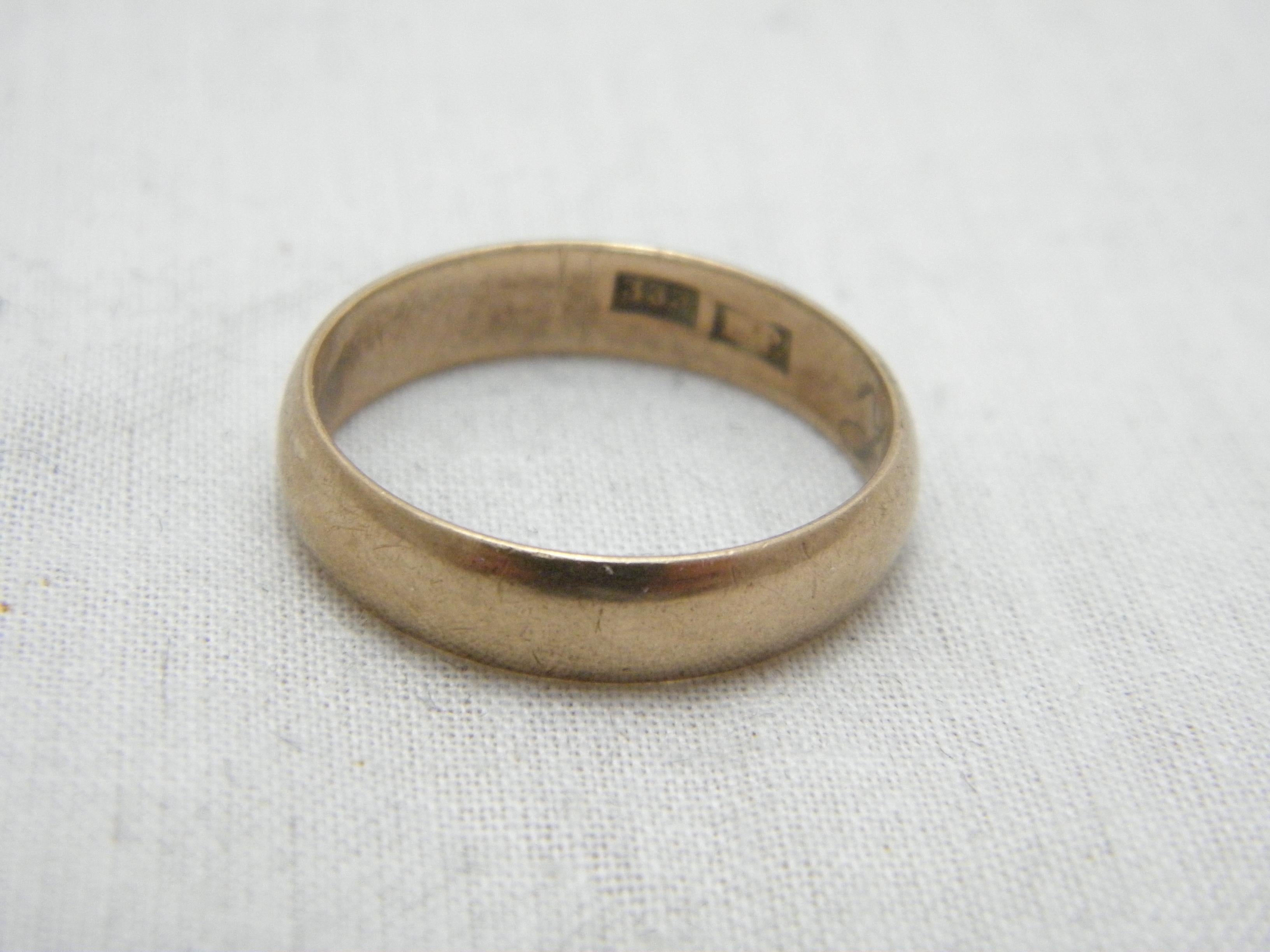 Antique 8ct Rose Gold 5mm Wedding Band Ring Art Deco c1920 U1/2 10.5 333 Purity For Sale 2