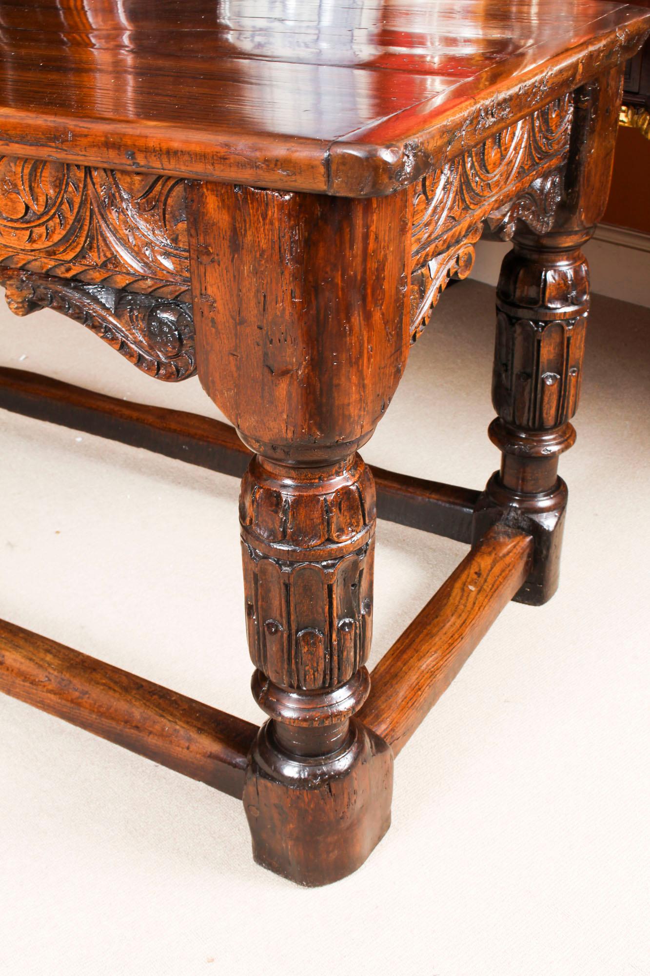 Antique English Jacobean Oak Refectory Dining Table, 17th Century 3