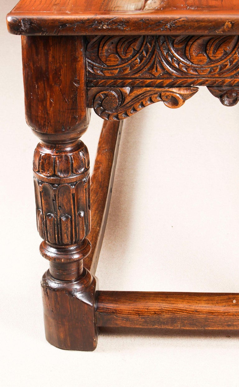 Antique English Jacobean Oak Refectory Dining Table, 17th Century at