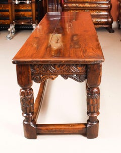 Antique English Jacobean Oak Refectory Dining Table, 17th Century