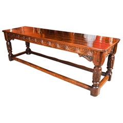 Antique English Jacobean Oak Refectory Dining Table, 17th Century